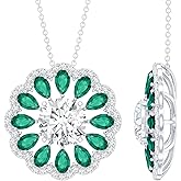 Rosec Jewels Certified 3 Carat Moissanite Emerald Necklace With Silver Chain, D-Vs1 Quality, Moissanite Statement Necklace - Gift For Her