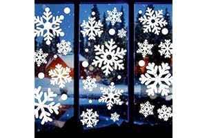 TUZUAOL 110 PCS Extra Large Snowflake Christmas Window Clings Decals for Glass Giant White Snowflake Window Decorations Xmas Snowflake Stickers Winter Wonderland Party Supplies Decor