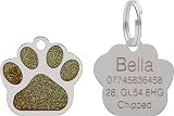 LARRYROO Personalised Engraved Pet Tag 27mm Paw Glitter Stainless Steel view 2