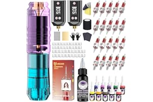 LASTJUDG Tattoo Pen Kit Wireless Tattoo Kit Gun kit with 2Pcs 1500mAh Batteries 11Pcs Inks 20Pcs Finger Ledge Tattoo Cartridge Needles Complete Tattoo Supplies for Beginner