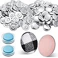 100 Sets Cover Buttons Kit with Tools Size Buttons to Cover Self Cover Buttons with Wire Backs DIY Fabric Cloth Cover Buttons (Size 60/1.5 Inch)