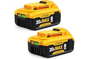 2 Packs 8.0Ah Replacement for Dewalt 20V Max Battery Lithium-Ion Batteries Compatible with DCB200, DCB206, DCB205, DCB204, DC