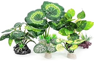 Vtapliea 5Pack Tall Aquarium Plants - Reptile Habitat Plants Realistic Silk Fake Betta Fish Tank Decor for Terrarium Aquascaping