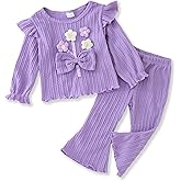 Ichigobaby Baby Girl Clothes Infant Toddler Girl Outfit Long Sleeve Shirts Top Rufffle Pants Little Girls Clothes
