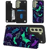 SROJDHFJB Rainbow Goth Bats for Samsung Galaxy S25 Plus Wallet Case with Card Holder, RFID Blocking Flip Soft PU Leather Kickstand Magnetic Closure Slim Purse Phone Case for Samsung Galaxy S25 Plus