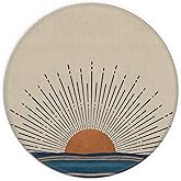 Knibeo Boho Round Mouse Pad, 7.9 X 7.9 Inch Waterproof Sunrise Neutral Desk Decor, Small Western Office Accessory