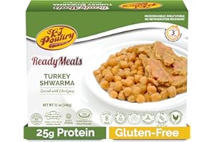 KJ POULTRY Kosher Turkey Shawarma, MRE Meat Meals Ready to Eat, Gluten Free (1 Pack) Prepared Entree Fully Cooked, Shelf Stable Microwave Dinner - Travel, Military, Camping, Emergency Survival Protein Food Kit