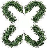 4 Pcs 6 Ft Christmas Artificial Norfolk Pine Garlands, Real Touch Winter Pine Garland, Green Artificial Greenery Garland for Mantle, Table, Wall, Fireplace, Indoor &Outdoor Holiday Decorations
