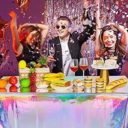 2 Pack Iridescence Plastic Tablecloths Shiny