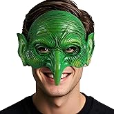 MCJC Goblin Mask, Halloween Green Witch Masquerade Mask, Scary Costume Accessory