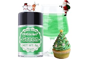 ERCORART Edible Glitter - Luster Dust Edible for Cocktail Food Grade Drink Glitter for Cake Decorations, Easter Eggs, Baking, Macarons, Strawberries - 5g/Bottle (Green)