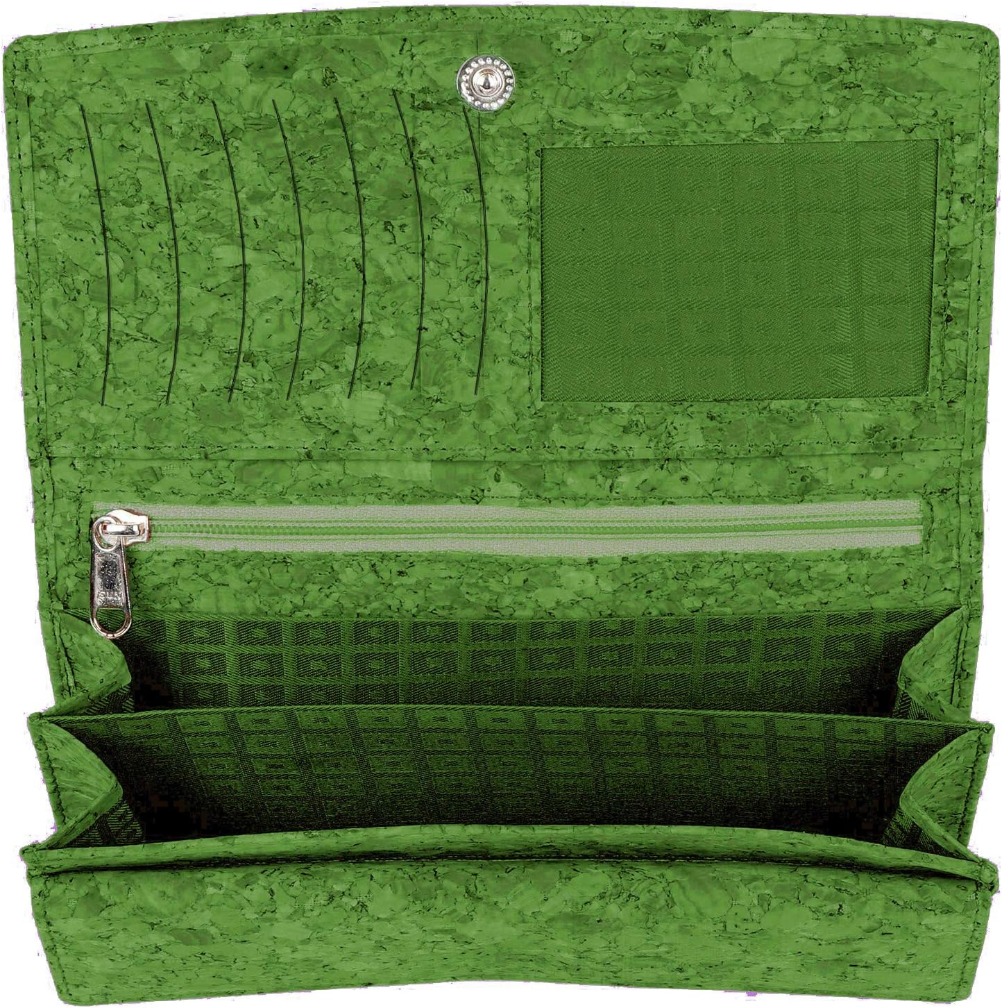 Ladies Designer Hudson & James Cork Vegan RFID Blocking Shield Card Holder Wallet Purse Multi Credit Card Women Clutch Wallet with Zip Pocket (Cork Green) - Image 5