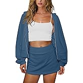 Panadila Womens 2 Piece Workout Sets Lounge Matching Sets Zip Up Hoodie and Skirt Gym Clothes Yoga Outfits