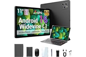 WITFOCUS 2026 11 Inch Android 16 Tablet Large Storage Tablet,256GB ROM 36GB RAM (1TB TF),2K IPS,(2000x1200) Widevine L1,T615 