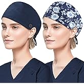 ABAMERICA Working Caps with Button and Sweatband, Adjustable Working Hats for Women Men, One Size(Tie Back or Toggle)