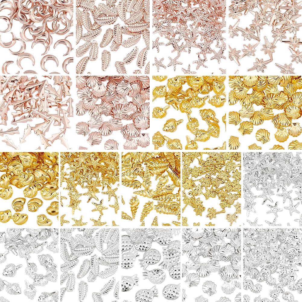 OLYCRAFT 900pcs Resin Fillers Ocean Theme Alloy Brass Epoxy Resin Supplies Shells Starfish Filler Accessories for Jewelry Making
