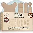 FEBU Eco-Friendly Organic Bamboo Fabric Bandages | PFAS Free Bandages for Scrapes & Cuts | Flexible Fabric Bandage | Latex Free Bandage | Compostable | 200 Count Bulk Variety Pack
