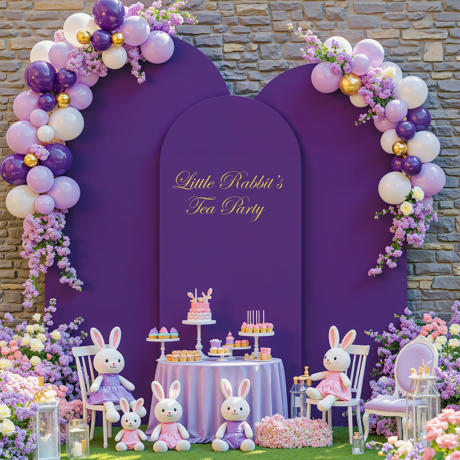 Photo 1 of (7.2FT, 6.6FT, 6FT) Wedding Arch Cover Set of 3 Puple Spandex Fitted Arch Cover for Round Top Chiara Backdrop Stand Covers for Birthday Party Banquet Photo Background Decoration