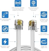 ASNQ High Speed RJ11 Cable 2m White OFC PVC for Landline Telephone Router Modem view 6