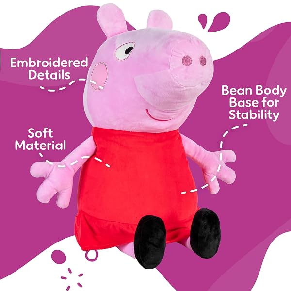 KIDS PREFERRED PEPPA PIG PLUSH, SUPER SOFT STUFFED ANIMAL, EMBROIDERED DETAILS, FOR TODDLER BOYS & GIRLS – 25 INCH SIZE