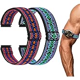 2 Pack Elastic Ankle/Arm Watch Bands Compatible with Garmin Venu 3/Venu 2/Vivoactive 4, Garmin Forerunner 570 47mm/265/255/255 Music, 22mm Sport Nylon Replacement Strap for Amazfit GTR 4/3/2