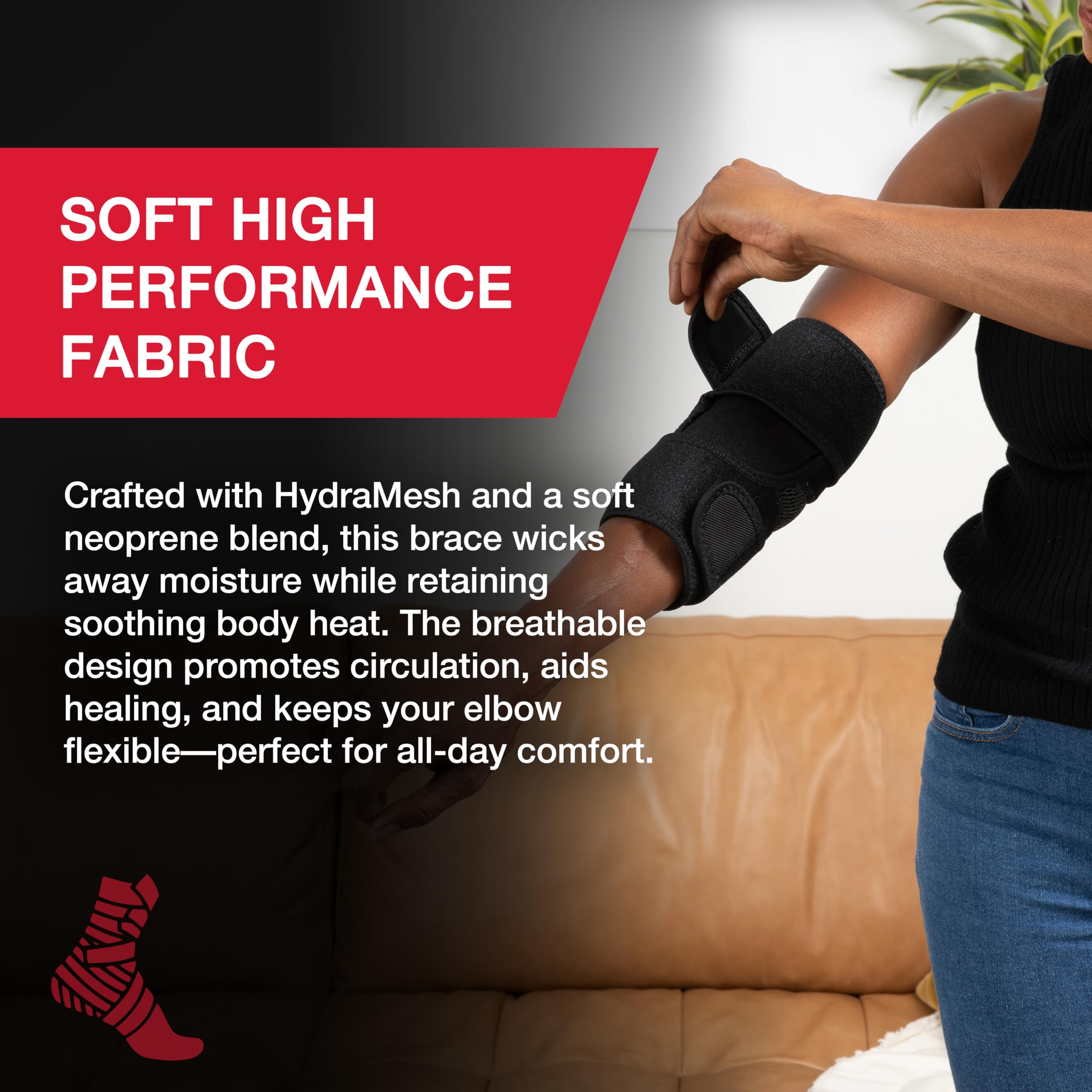 MUELLER Sports Medicine Adjustable Elbow Brace, Elbow Pain Relief Support Sleeve for Men and Women, For Tennis, Golf, Painting, Factory-Line Work, and More, Black, One Size