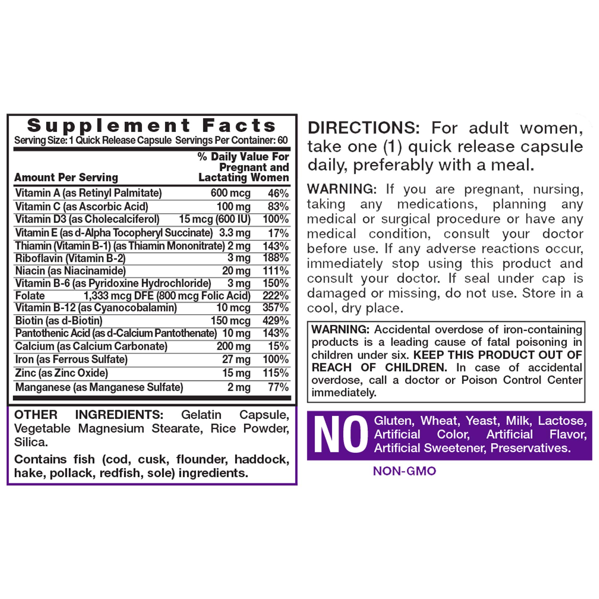 Nature's Truth Prenatal Vitamin and Mineral Formula Capsules, 60 Count