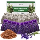 Professor Killamoth Cedar Chips and Lavender Sachets (20 Pack) - Stop Clothes Damage - Cedar and Lavendar Home Fragrance Sachets for Drawers and Closets