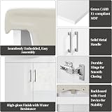 Yaheetech Bathroom Vanity Unit with Ceramic Sink White 56.5cm x 41.5cm view 5