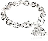 GUESS "Basic" Silver and Crystal Graffiti Heart