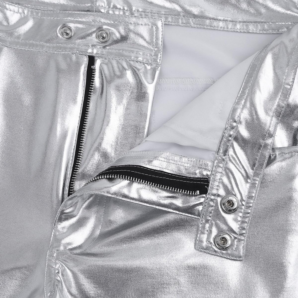 TiaoBug Men's Shiny Metallic Faux Leather Tight Pants Clubwear Legging Long Trousers: Clothing