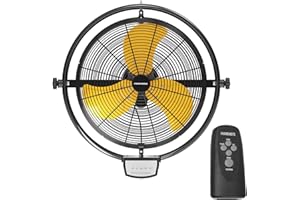 FANNIVERSE 20 Inch 5200 CFM Wall Metal Fan Pro Series Remote Control, High Velocity Wall Mount Fans for Commercial, Residential, Warehouse, Covered Patio, Shop, Garage, Barn 3 Speed UL Safety Listed