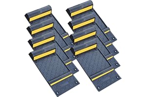 OranLite 21.3" x 11.5" x 3.2" Inch PU Flexible Parking Mats, with 3M Yellow Reflective Tapes, Self-Adhesive Parking Lot Garage Floor Mats, Wheel Stoppers for Cars, Motorcycle, Pickups (6)