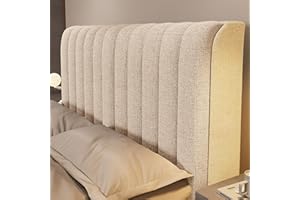 CAMZ Linen Headboard Cover for Full Queen King Size, Quilted Bed Headboard Slipcover Thicken Dustproof Protector Cover for Headbaord (Off White,Queen:150cm/59in)