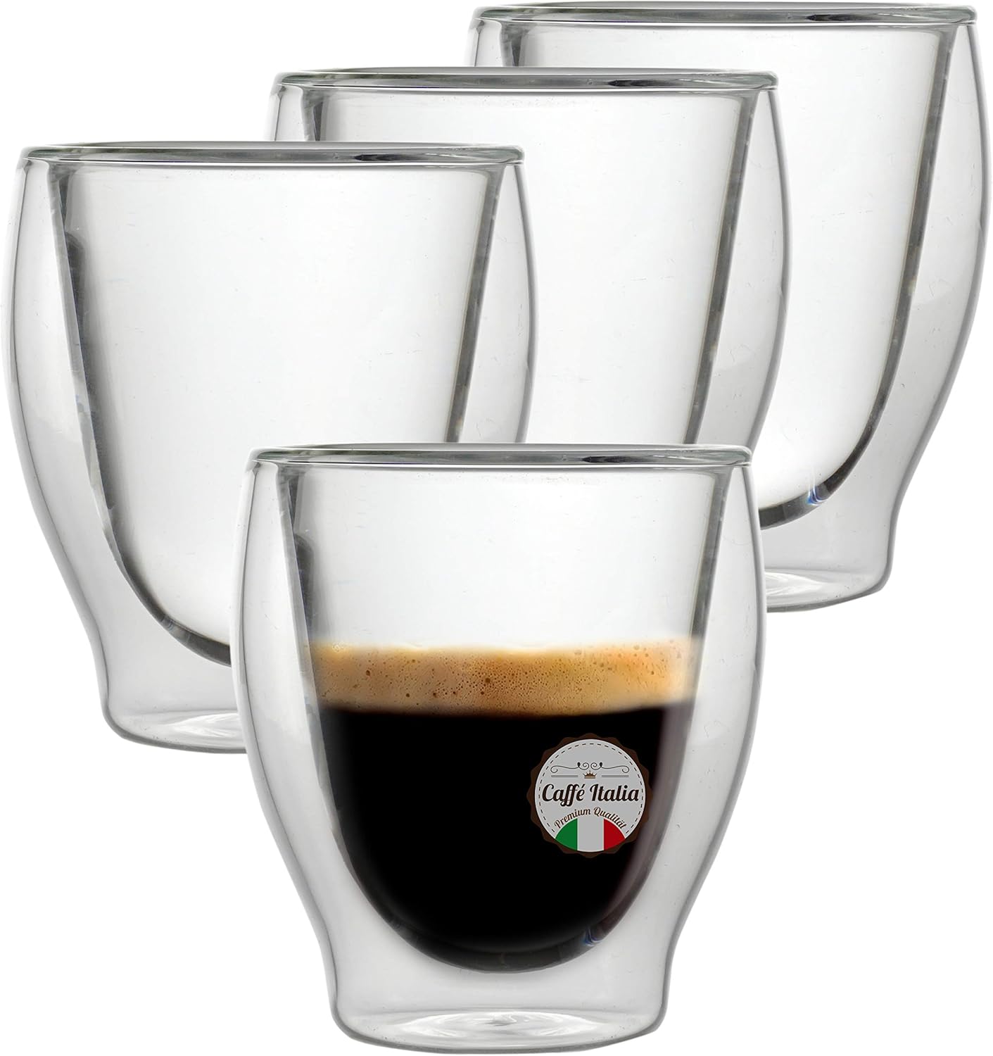Caffé Italia Milano 4X Tasse Verre Double Paroi 60 ML Tasse Expresso 8 cl Espresso en Verre