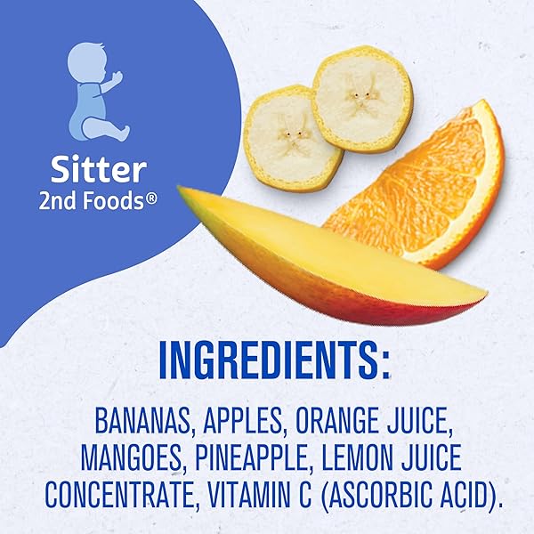 GERBER STAGE 2 BABY FOOD, BANANA ORANGE MEDLEY PUREE TUB, NO ARTIFICIAL COLORS OR FLAVORS, BABY PUREE, 2-PACK
