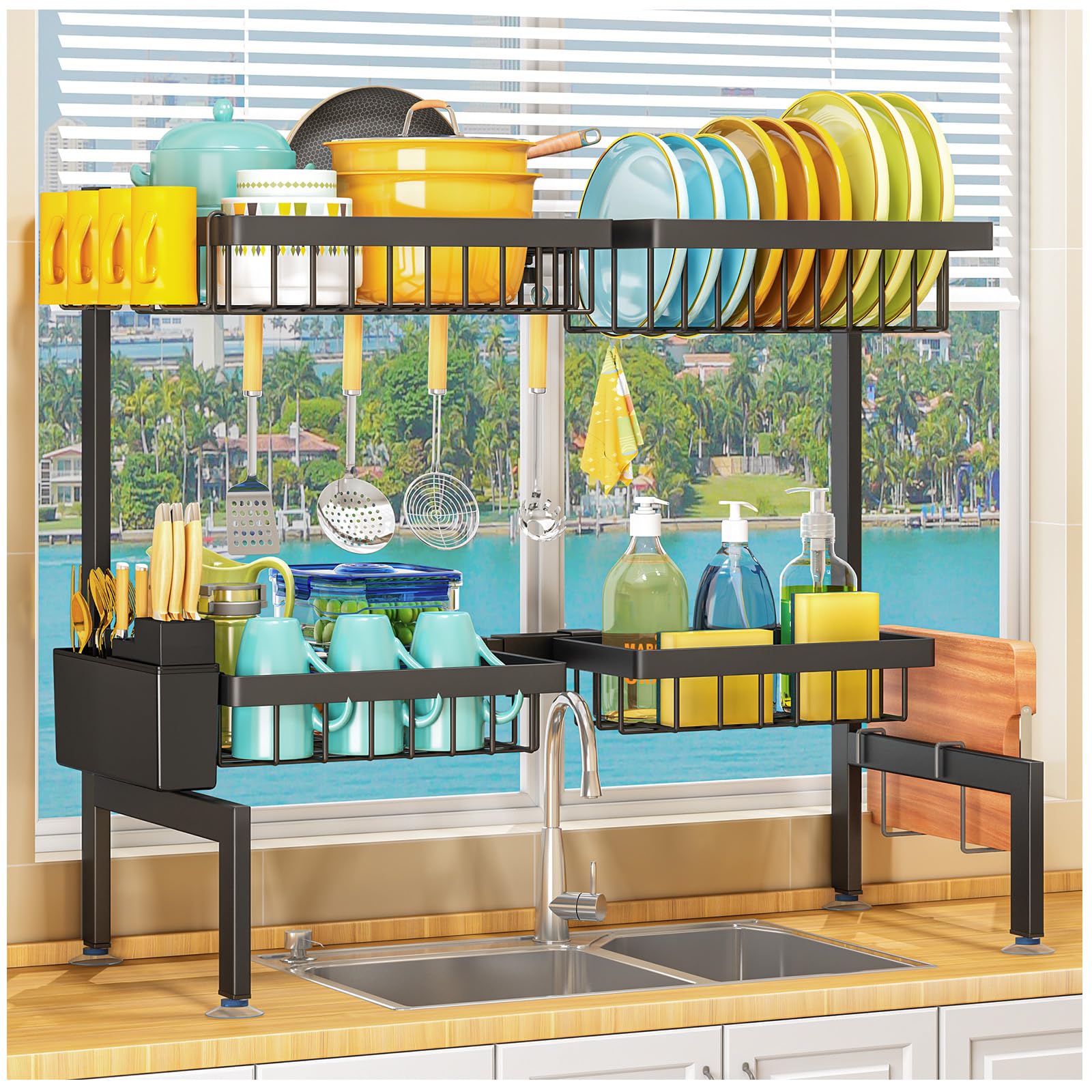 ARSTPEOE 2 Tiers 4 Baskets (one More Than Others) Over The Sink Dish ...