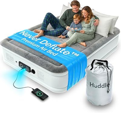 Huddle Never Deflate Luxury King Air Bed with Built-in Pump USB Nightlight