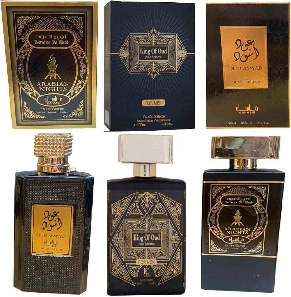 Modaleo 3 Pack Arabian OUD Men's Perfume EDP 100ml Each Aswad
