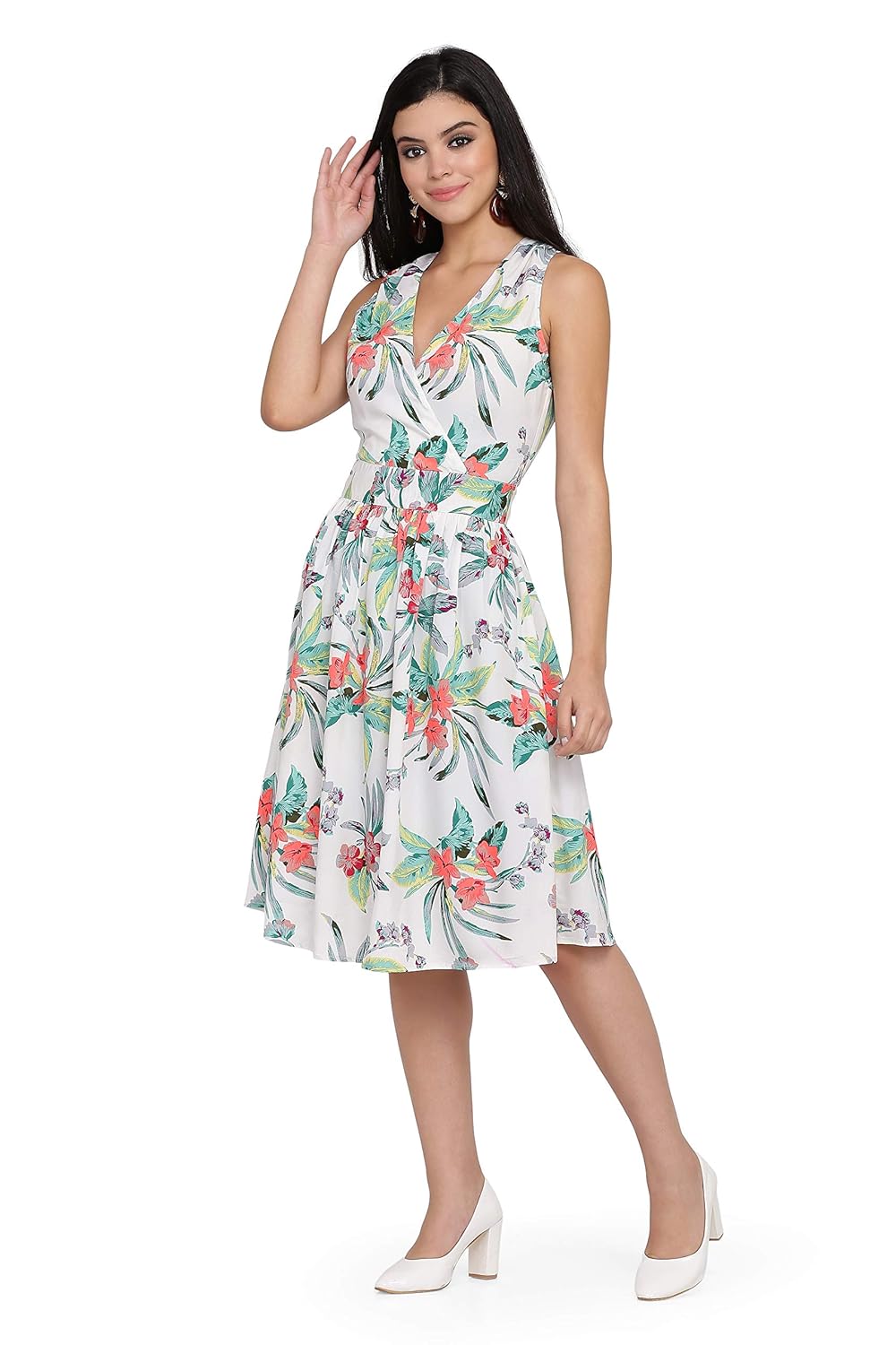 white fit and flare dress