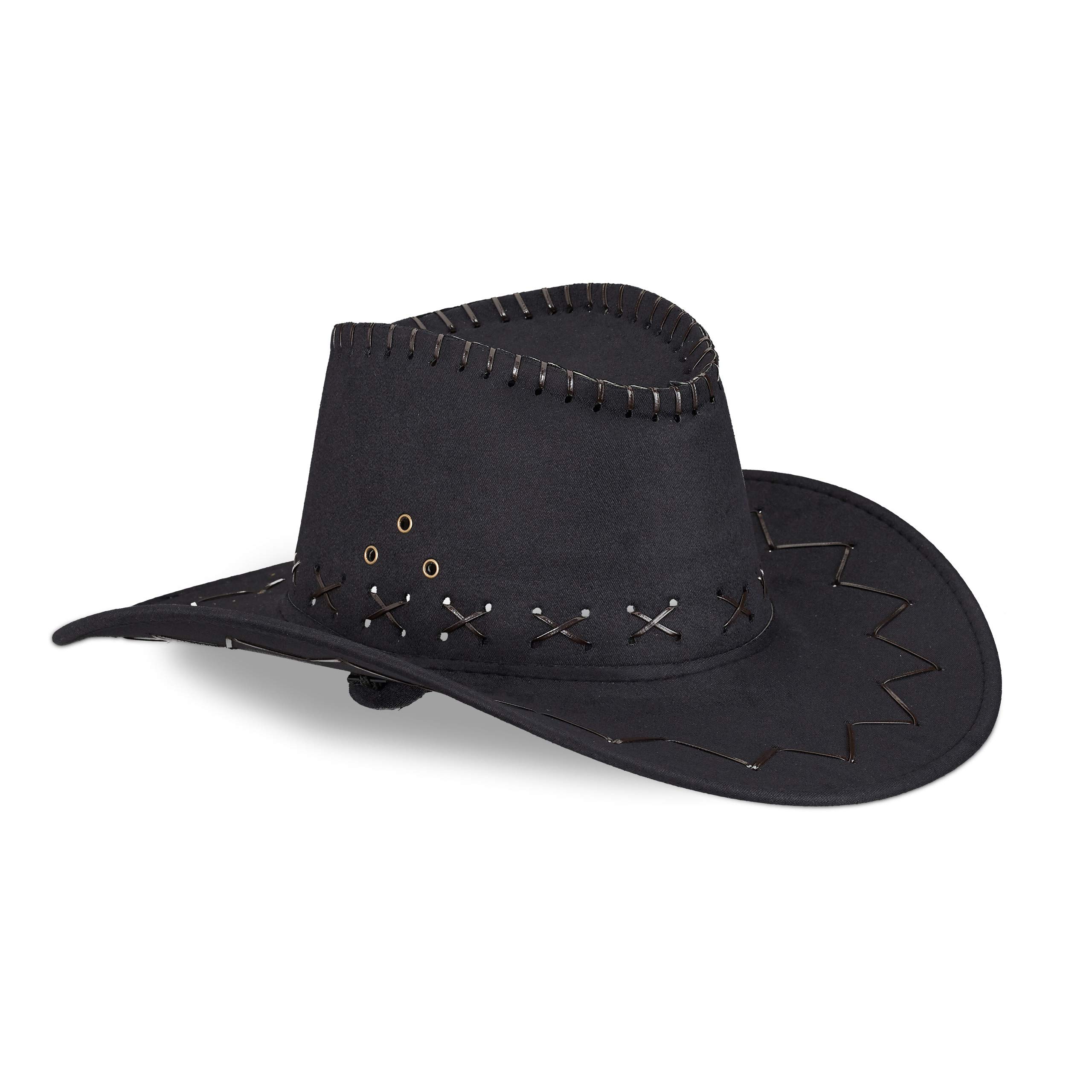 Relaxdays 10024992_46 Cowboy Hat for Adults Western Style Carnival with Headband Black Unisex