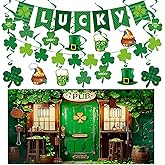 WDPVOR St Patricks Day Banner Decor, Large Saint Patricks Day Shamrock Photography Backdrop, Hanging Irish Decor for Home Wall Indoor Outdoor Decor Party Supplies