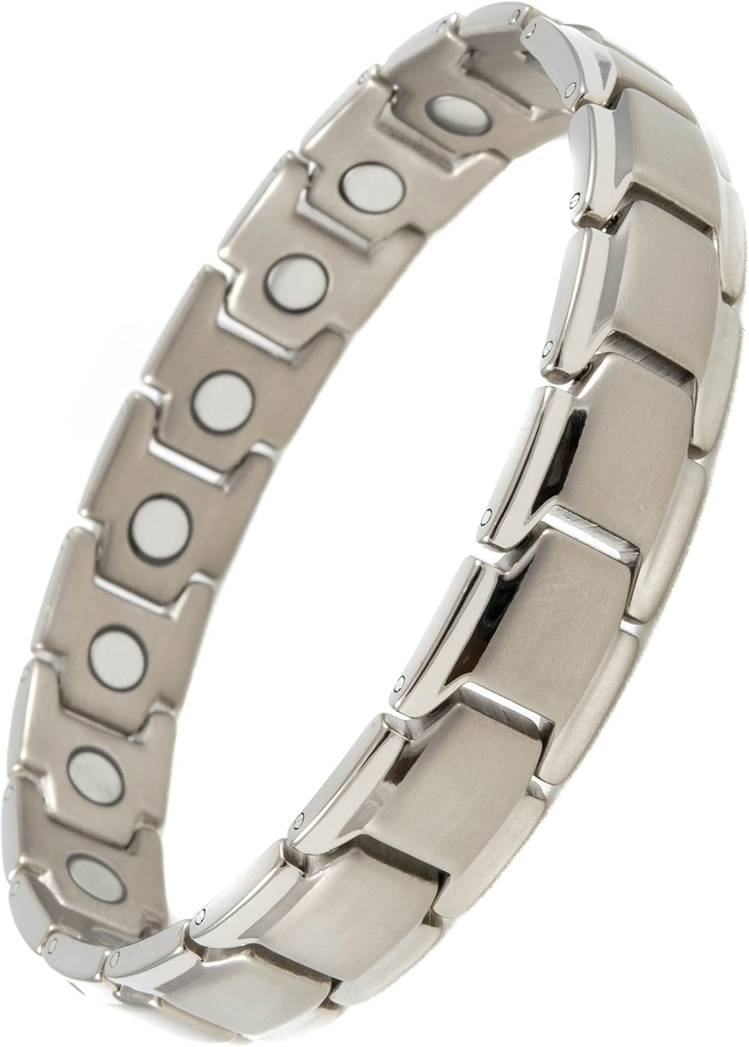 Elegant Titanium Magnetic Therapy Bracelet Pain Relief for Arthritis and Carpal Tunnel (Silver): Health & Personal Care