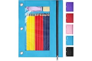 SUNEE Pencil Pouch for 3 Ring Binder, Pencil Bag for Binder with Zippers, Blue Pencil Case for Students Organizer, Blue