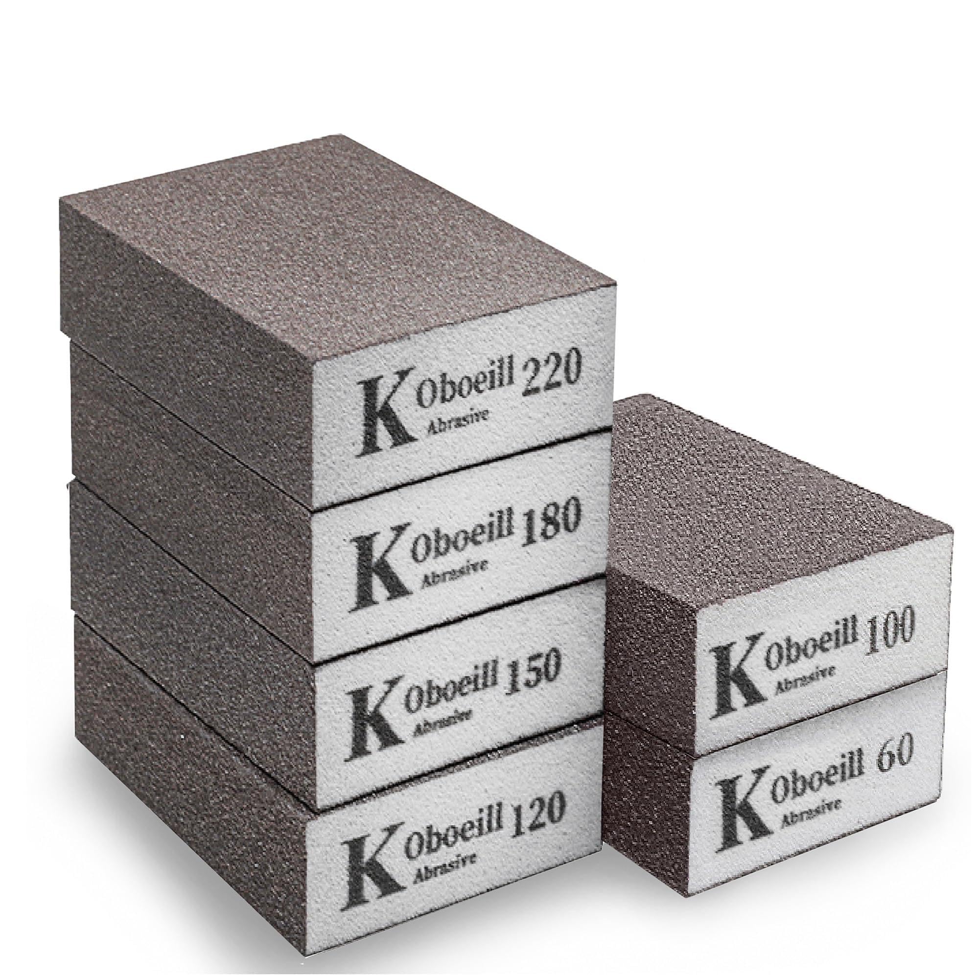 Sanding Block 6 Pieces, Sanding Sponges with 6 Grits (60,100,120,150,180,220) Coarse/Medium/Fine/Superfine, Wet and Dry Dual-use Abrasive Pads, Washable and Reusable Sandpaper for Wood Walls Metal