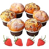 Joeabor Fake Cupcakes, Artificial Cupcakes for Display, Realistic Fake Food, Artificial Cake Fake Desserts Pastries for Decoration, Decorative Faux Cakes Set C 6 Pack