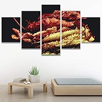 SIGNWIN 5 Panel Canvas Wall Art Modern Art Abstract Brushstroke Closeup Digital Art Minimalism Minimalist Multicolor Pastel for Home Decorations Ready to Hang - 60