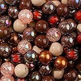 CYEENUT 20mm Brown Acrylic Beads 120pcs Chunk Bubblegum Bead 20mm Beadable Pen Ball Beads for Pen Bag Jewelry Making Necklace Bracelets (Brown)