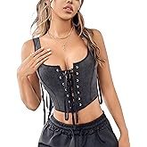 OVOY Women's Gothic-Lace-Up Bustier-Corset Sex Shoulder-Straps Bustier Vest Going Out Tank Top