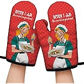 Bixxh I Am The Secret Ingredient Funny Oven Mitts with Hanging Loop and Silicone Non-Slip, Hostess Baking Cooking Kitchen Utensils 2-Piece Set, Gifts for Women Bake Lover, Housewarming Gifts